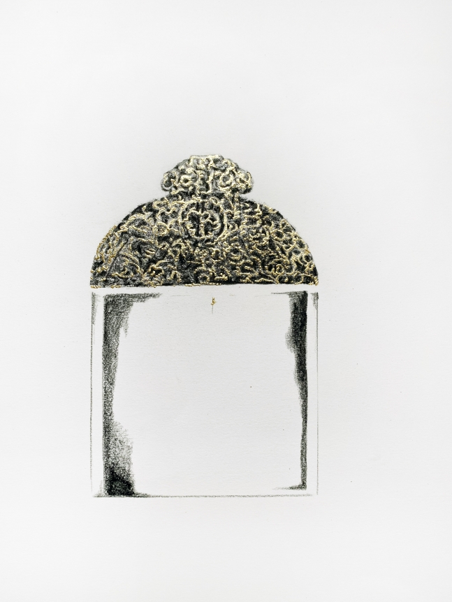 Najmun Nahar Keya Corinthian Dhaka (25) (Detail) Charcoal, graphite, rabbit skin glue, gold, on Fabriano archival paper 28 x 20 2019