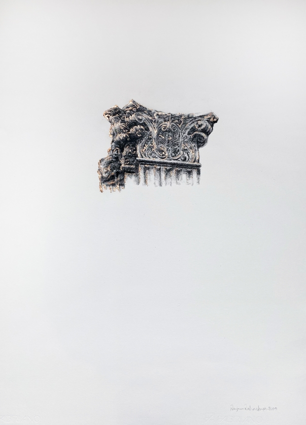 Najmun Nahar Keya Corinthian Dhaka (26) Charcoal, graphite, rabbit skin glue, copper, on Fabriano archival paper 28 x 20 in. 2019