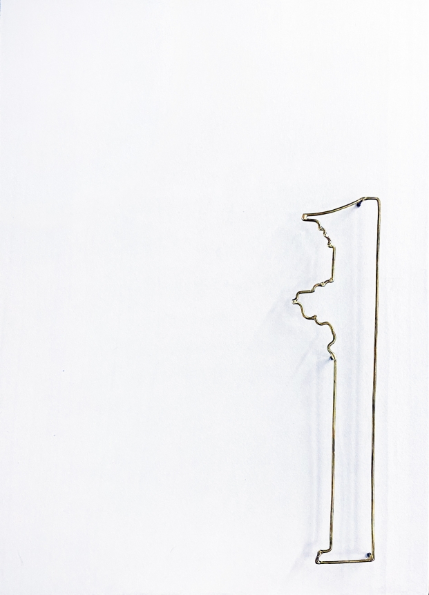 Najmun Nahar Keya Yume-no-sen (11) Gas welded brass and gold leaf on Japanese paper, wood, archival glue 16 x 11.5 in. 2019