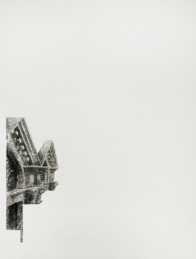 Najmun Nahar Keya Corinthian Dhaka (21) Charcoal, graphite, rabbit skin glue, silver, on Fabriano archival paper 11 x 14 2019