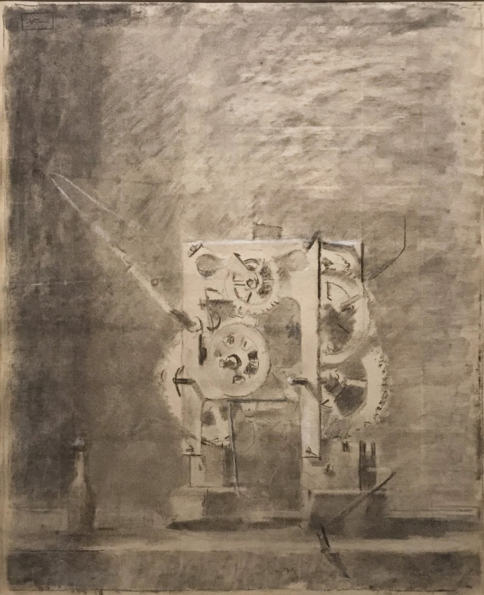 Walter Murch Clock Mechanism, 1950, crayon and charcoal on paper, 22 x 17 in.