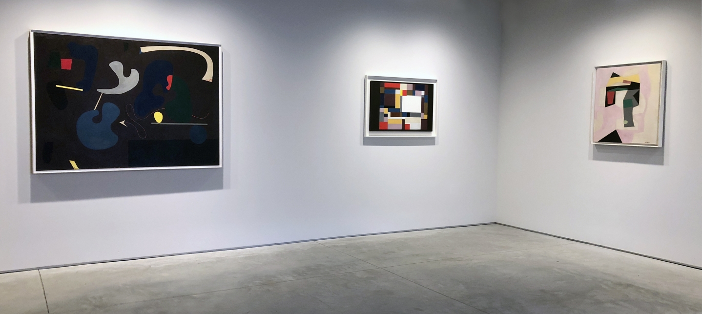 From Right to Left:, Abstraction in Pink, 1939, Oil and gesso on Masonite, 30 x 27 in.