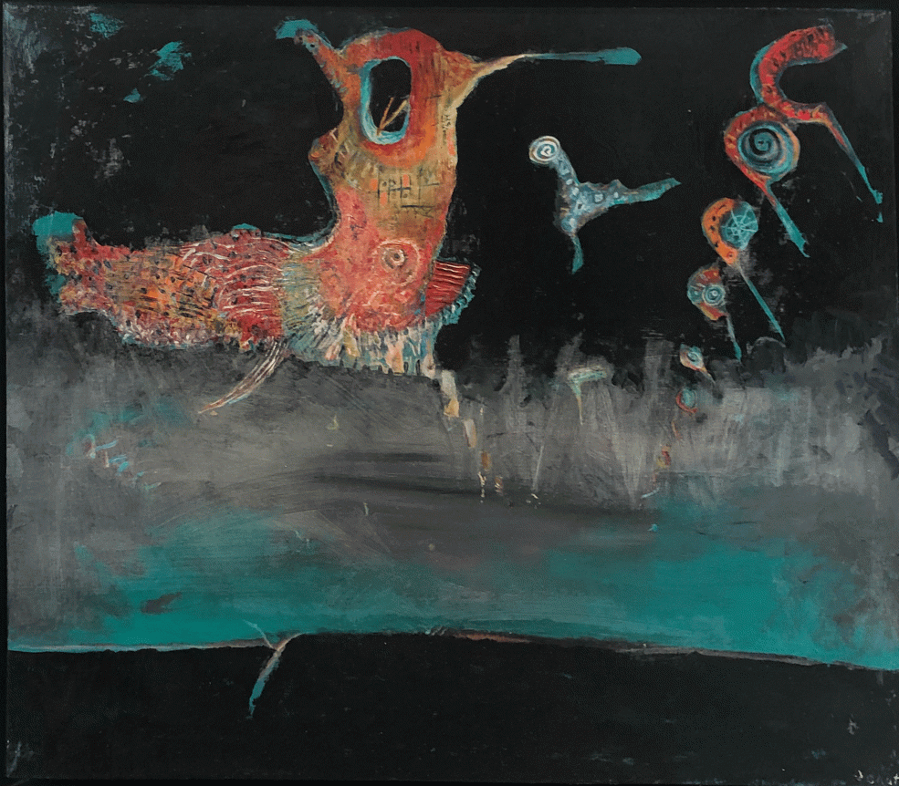 La naissance du coq, 1945, oil on canvas, 20 x 24 in.