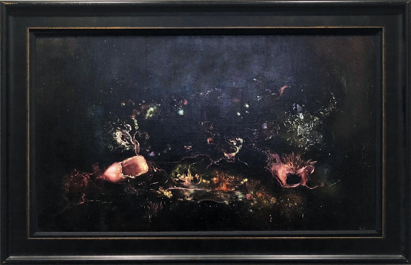 Le Corpuscule et la Cite, c.1940s, oil on canvas, 26-1/8 x 44-1/8 in.