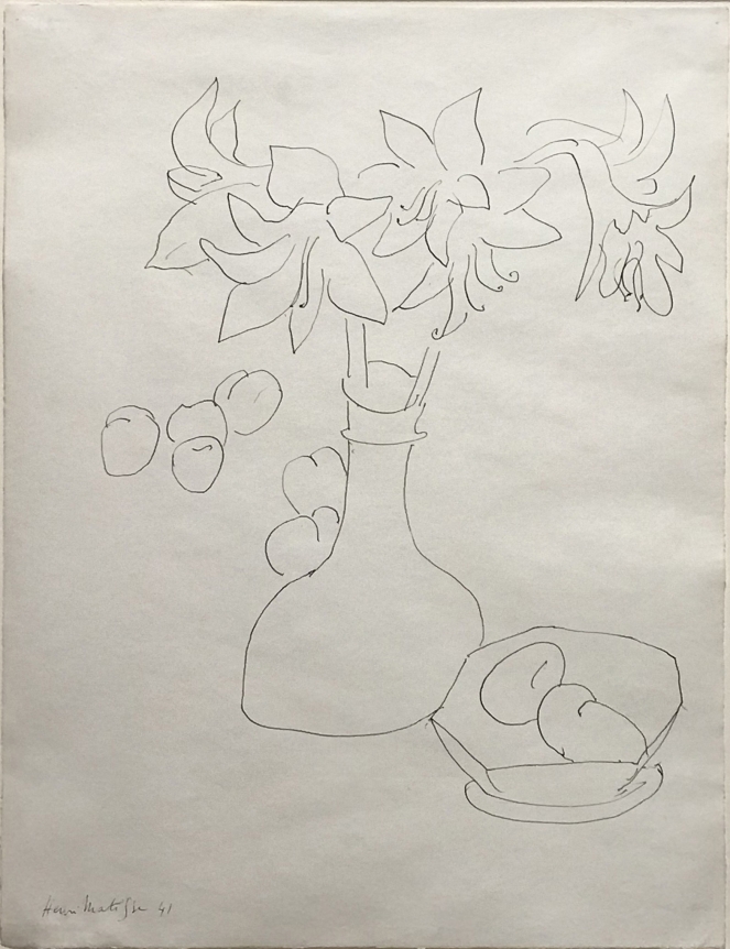 Henri Matisse Still Life with Lilies, 1941, pen and ink on paper, 20 3/4 x 15 3/4 in.