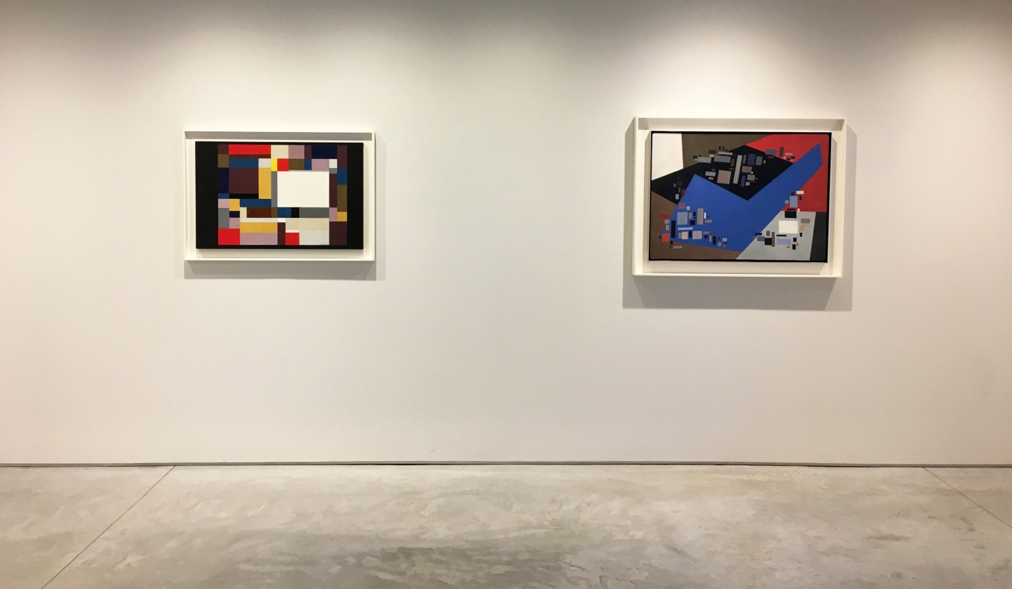 From Right to Left:, ALICE TRUMBULL MASON (1904-1971), Small Forms Serving Against Large, 1949, Oil on panel, 26 ¼ x 36 ¼ in.