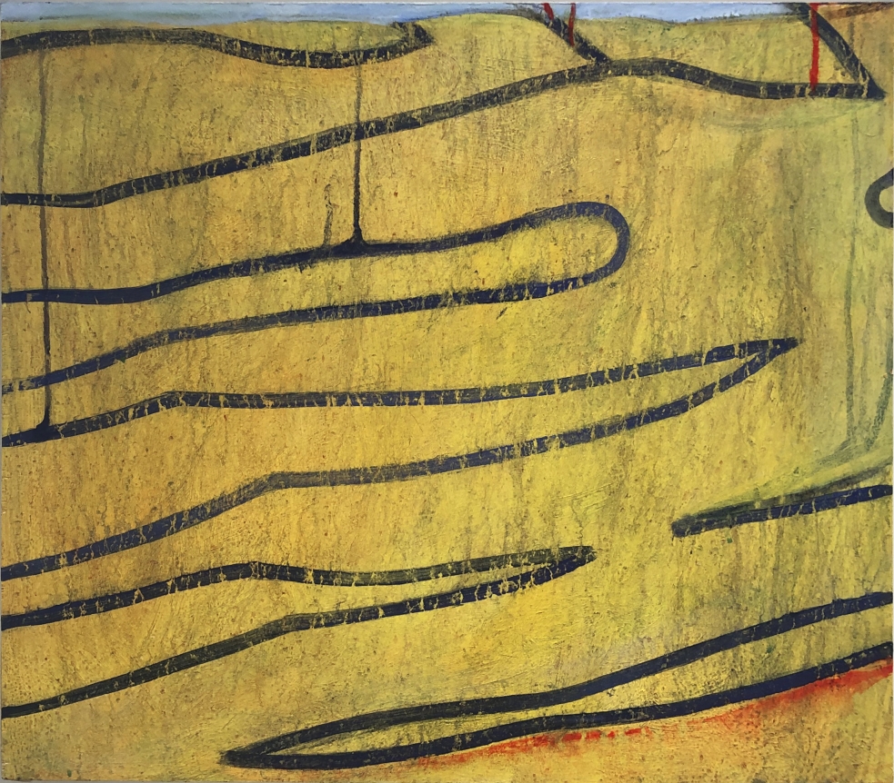 Yellowscape, 2014, acrylic on wood, 21 x 27 in.