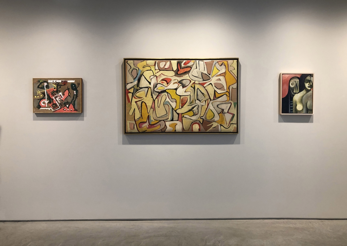 From Right to Left:, REUBEN KADISH (1913-1992), Untitled (Mural Study), n.d., Oil on Masonite, 17 ½ x 13 ¾ in.