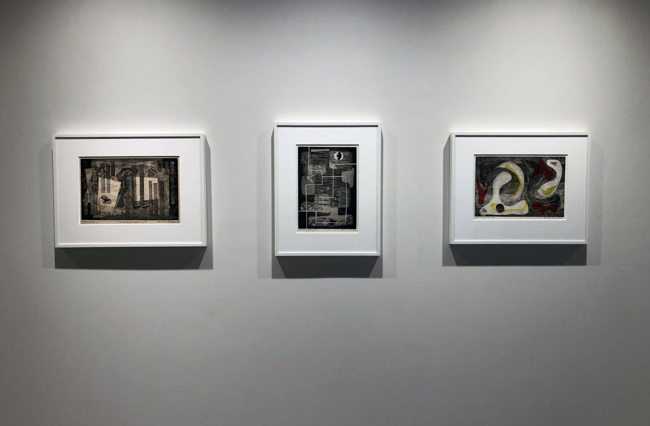 From Right to Left:, Suspension, 1946, Etching on paper, 9 ¾ x 14 ½ in., Ed. 21/30