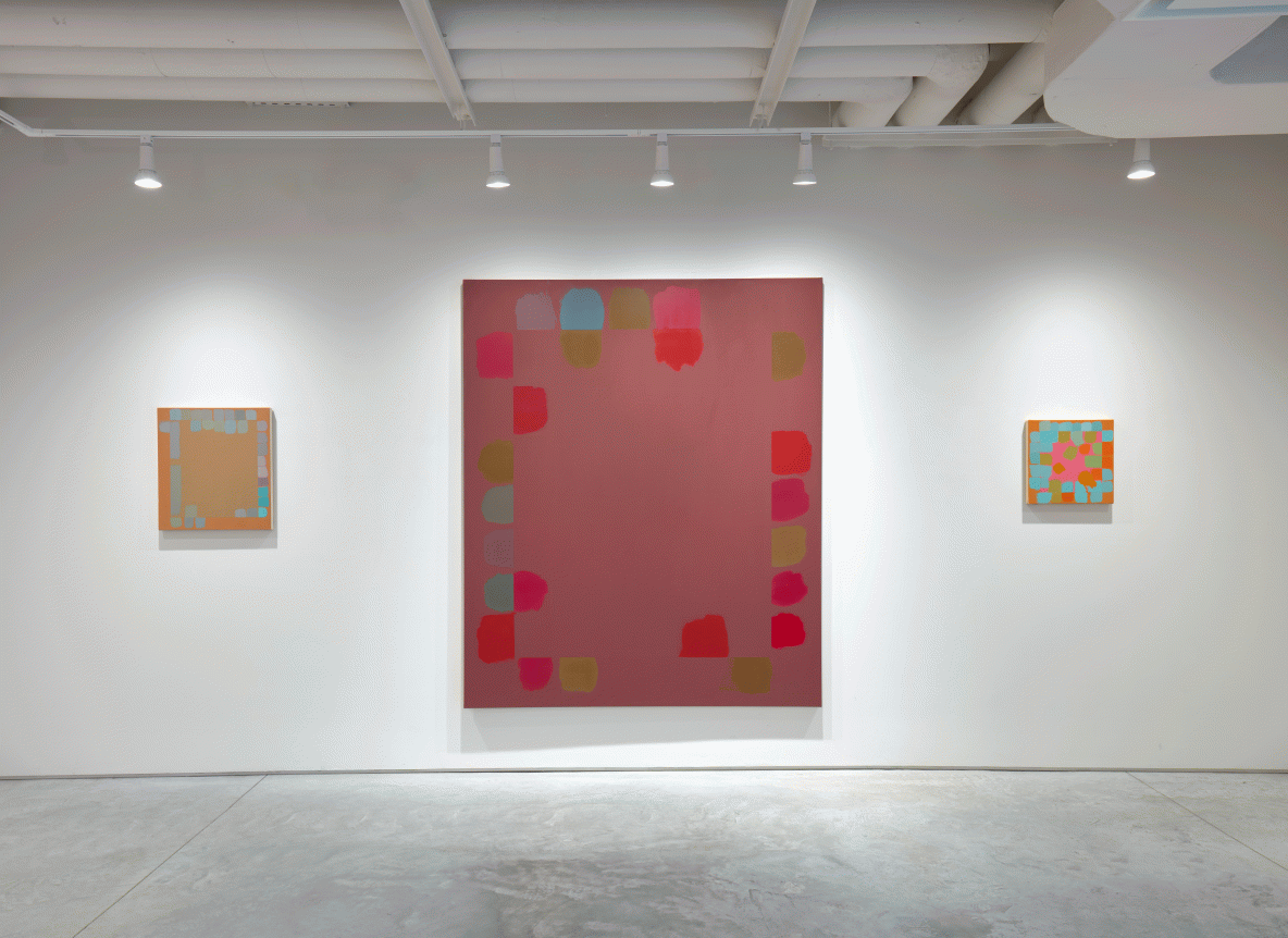 (From left) Untitled, c. 1976-77, oil on canvas, 45 x 36 in., Untitled, 1975-76, oil on canvas, 77 1/2 x 65 in., Untitled, c. 1976-77, oil on canvas, 15 x 15 in.