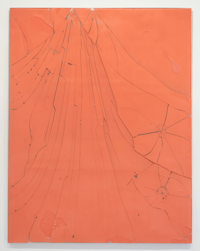 Luca Dellaverson "Untitled", 2015 Epoxy resin and painted glass with wood support 66 x 51 inches