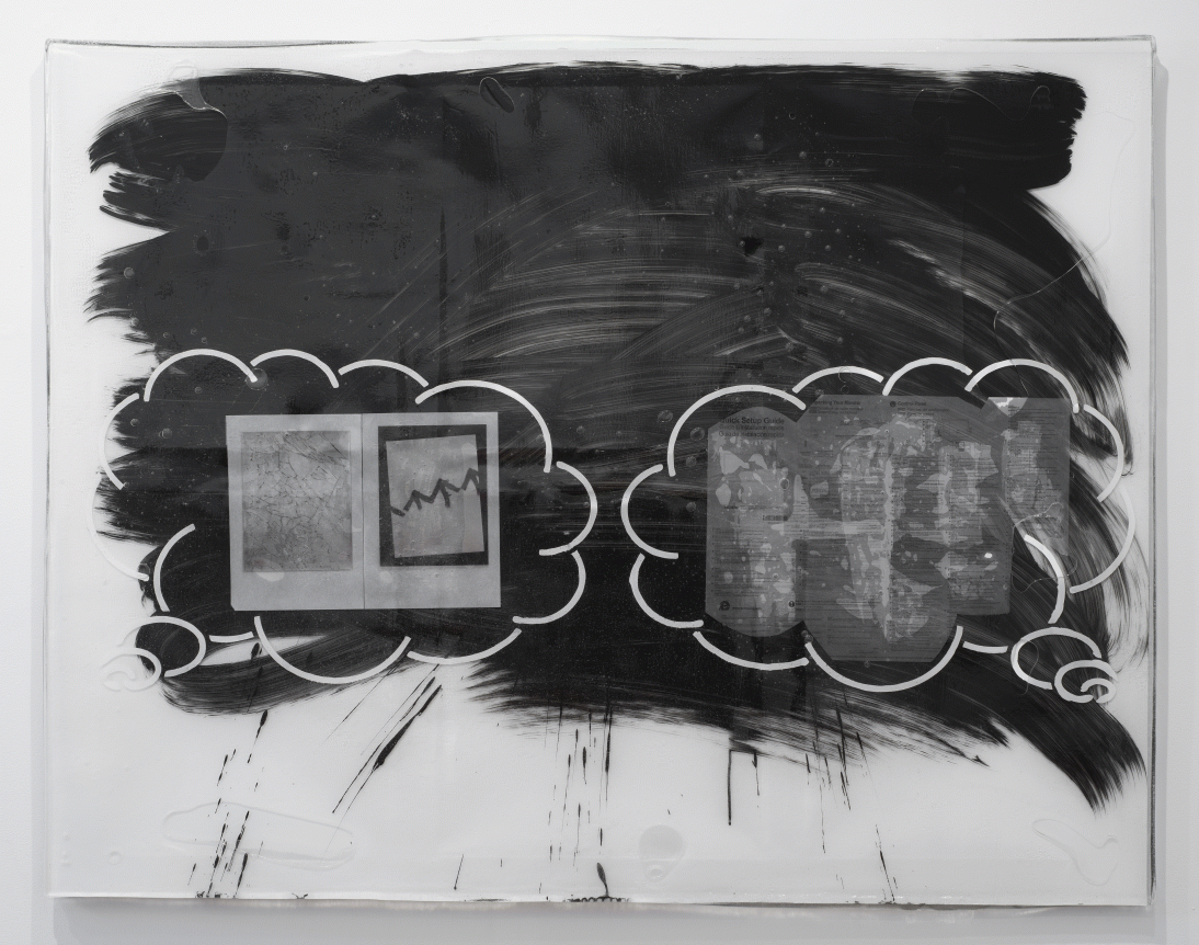 Luca Dellaverson "Goodbye to All That", 2015 Epoxy resin and painted glass with wood support 51 x 66 inches