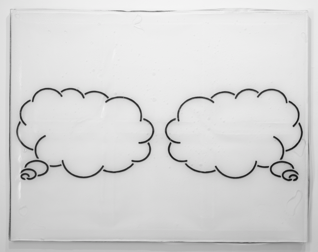 Luca Dellaverson "Untitled", 2015 Epoxy resin and painted glass with wood support 51 x 66 inches
