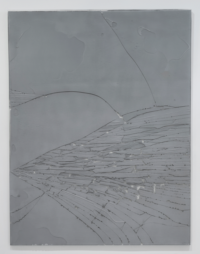 Luca Dellaverson "Untitled", 2015 Epoxy resin and painted glass with wood support 66 x 51 inches