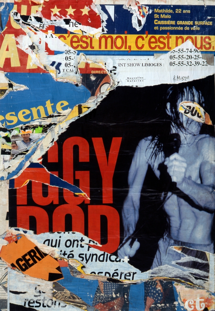Jacques Villegle, "IGGY POP, LIMOGES, JUILLET 1999", Decollage on canvas
