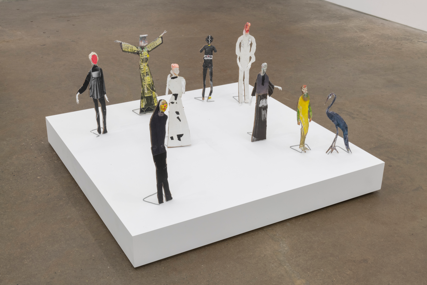 Standing Figures Used in Conductive Paper Plays, 2019, mixed media