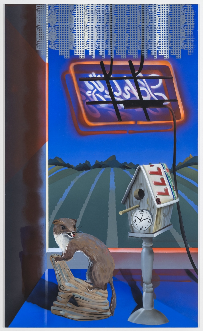 Tom and Di's Rustic Inn, 2017, oil, acrylic, Flashe on aluminum panel