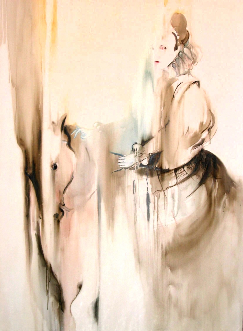 Queen on Horse, 2004, watercolor on canvas