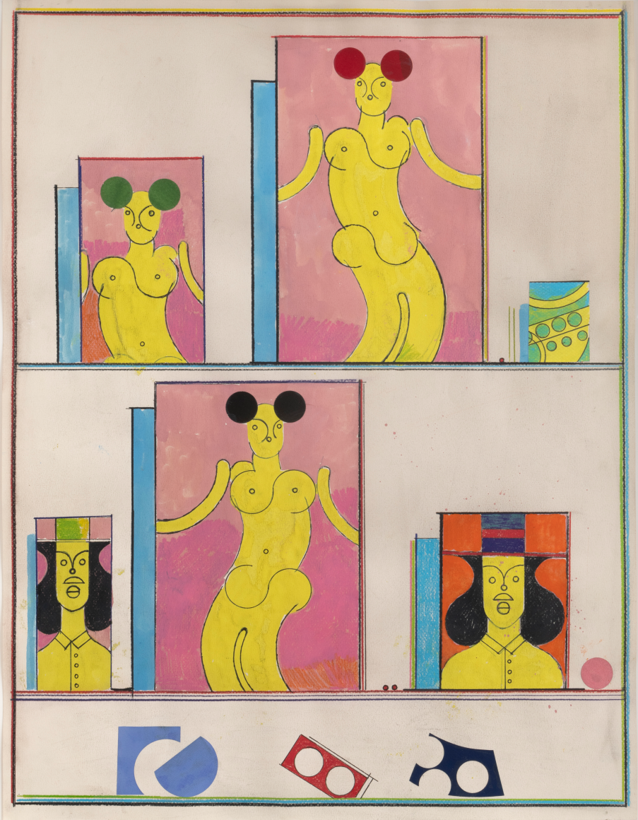 Untitled, 2020, gouache, ink, pen, and Flashe on paper