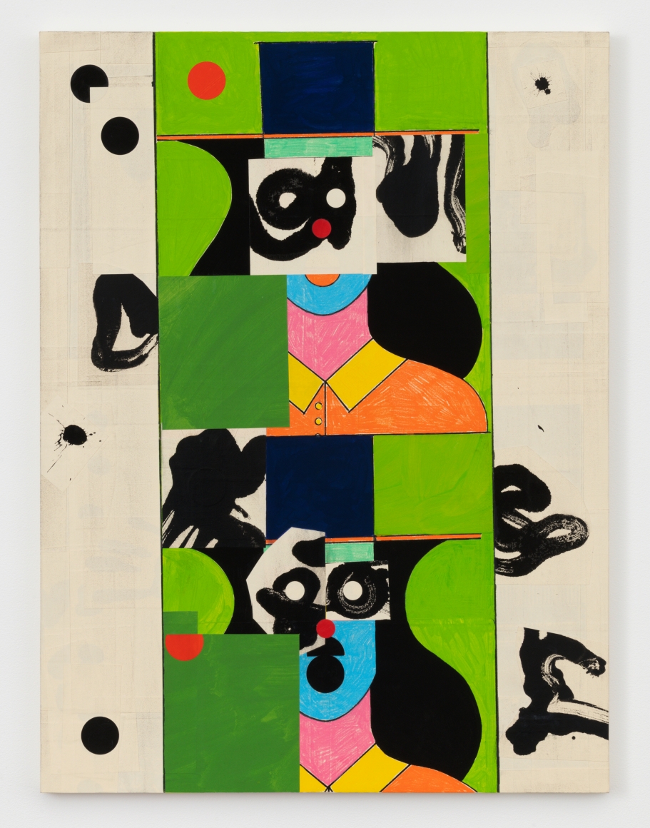 Untitled, 2021 Flashe, color pencil, and collage on panel