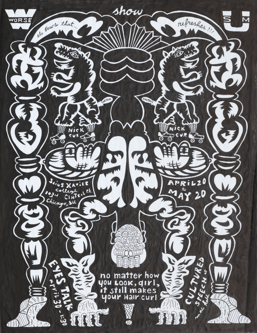 black and white poster drawing