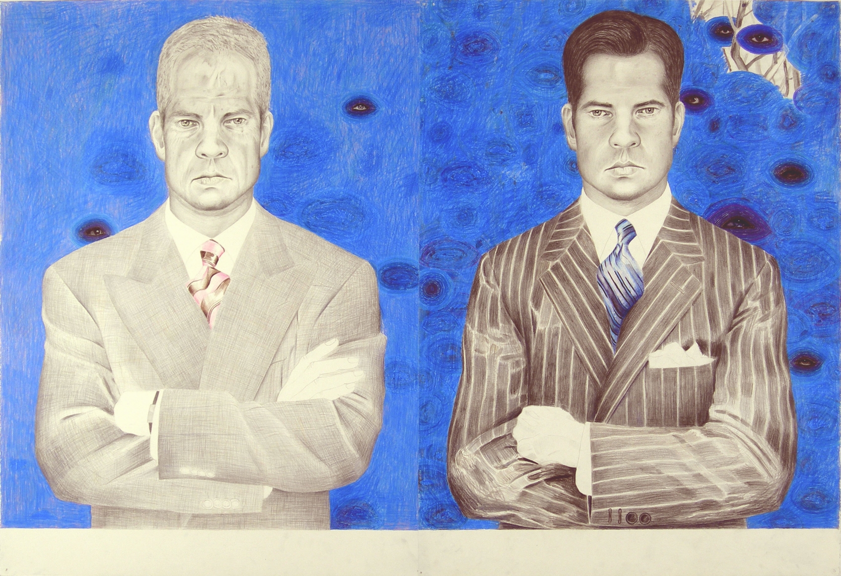 Double Portrait, 2007 , color pencil, graphite, and collage on paper