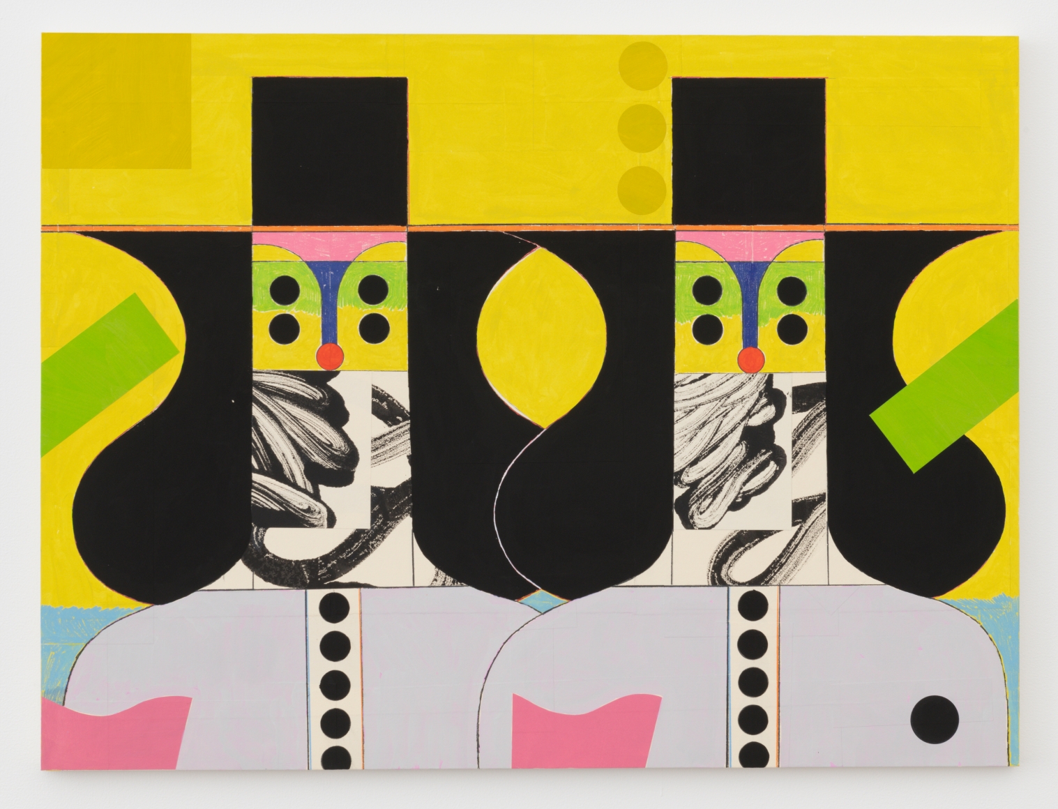 Untitled, 2021 Flashe, color pencil, and collage on panel