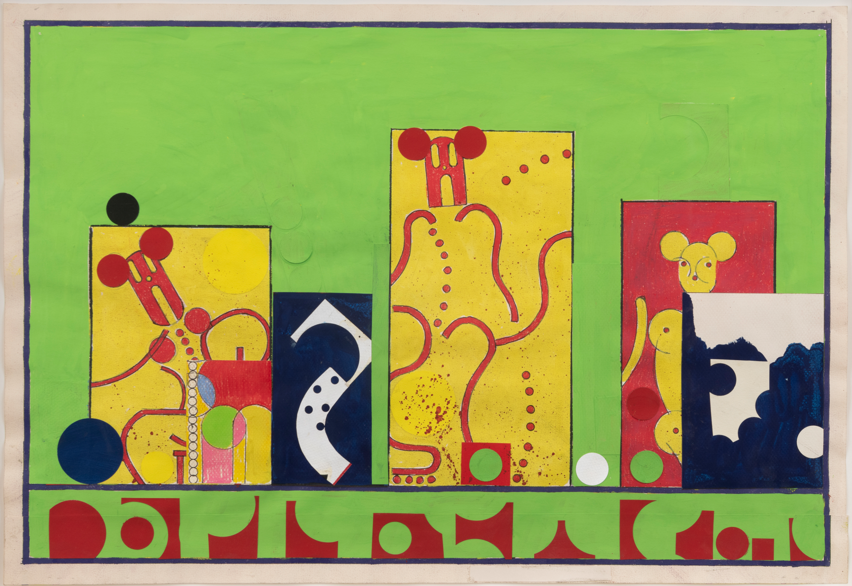 Untitled, 2020, gouache, ink, pen, and Flashe on paper