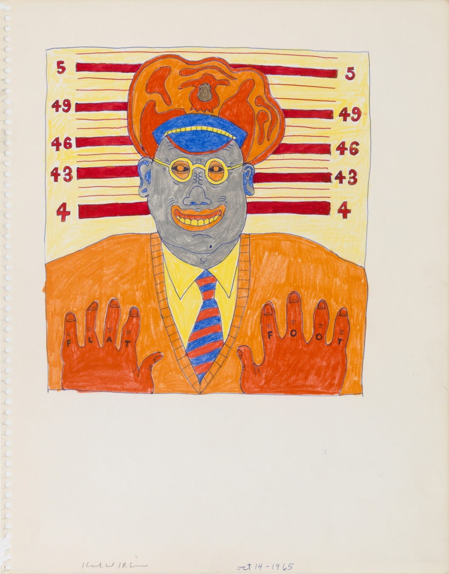 Untitled (Study for Flat Foot), 1968, Ink and color pencil on paper 