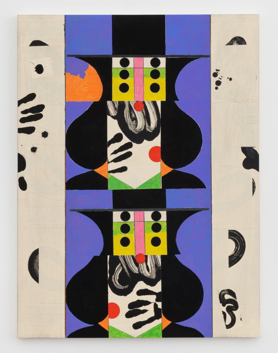 Untitled, 2021 Flashe, color pencil, and collage on panel