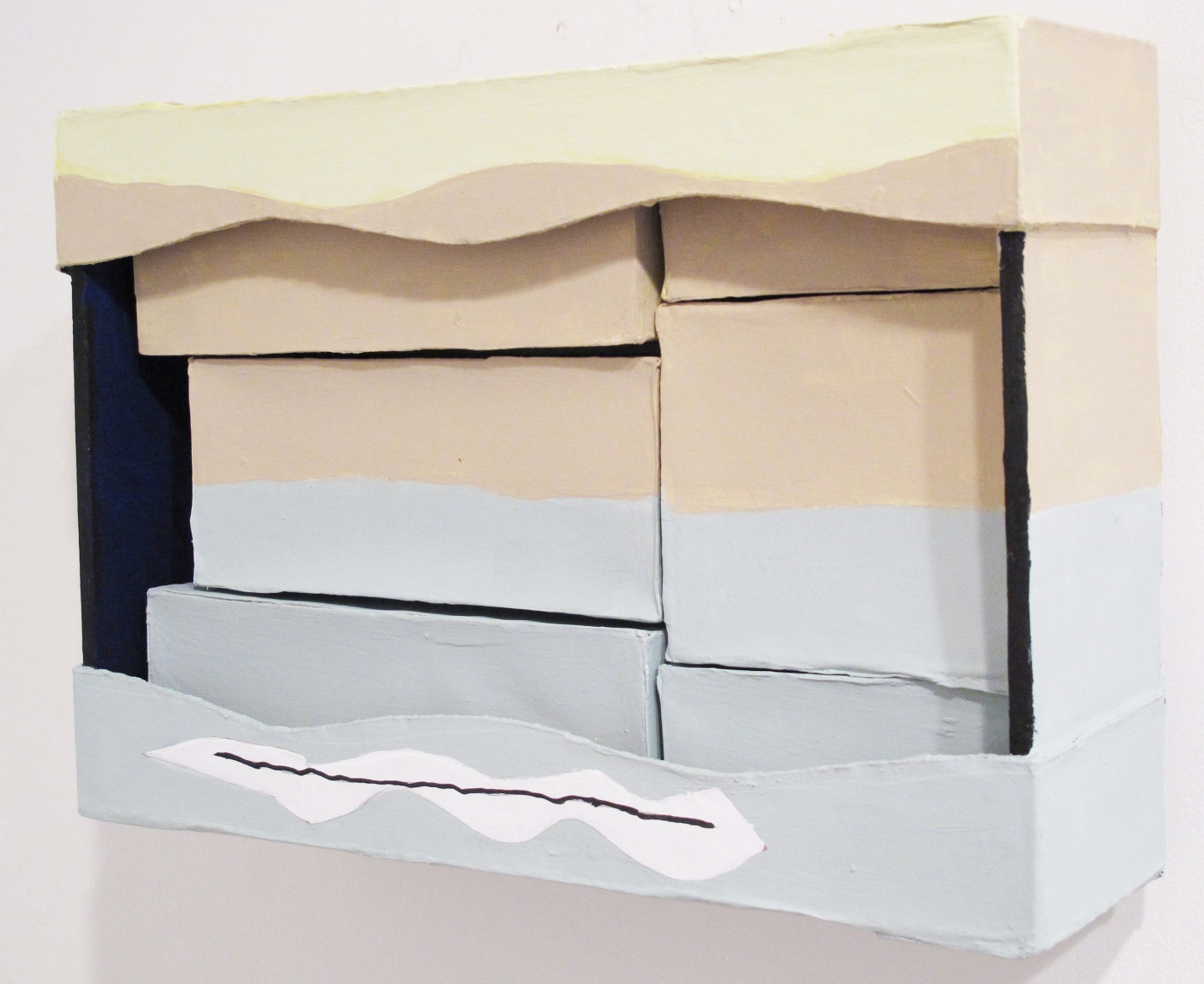 Boxes painted and drawn, 2015, cardboard boxes, paper, flashe acrylic, housepaint