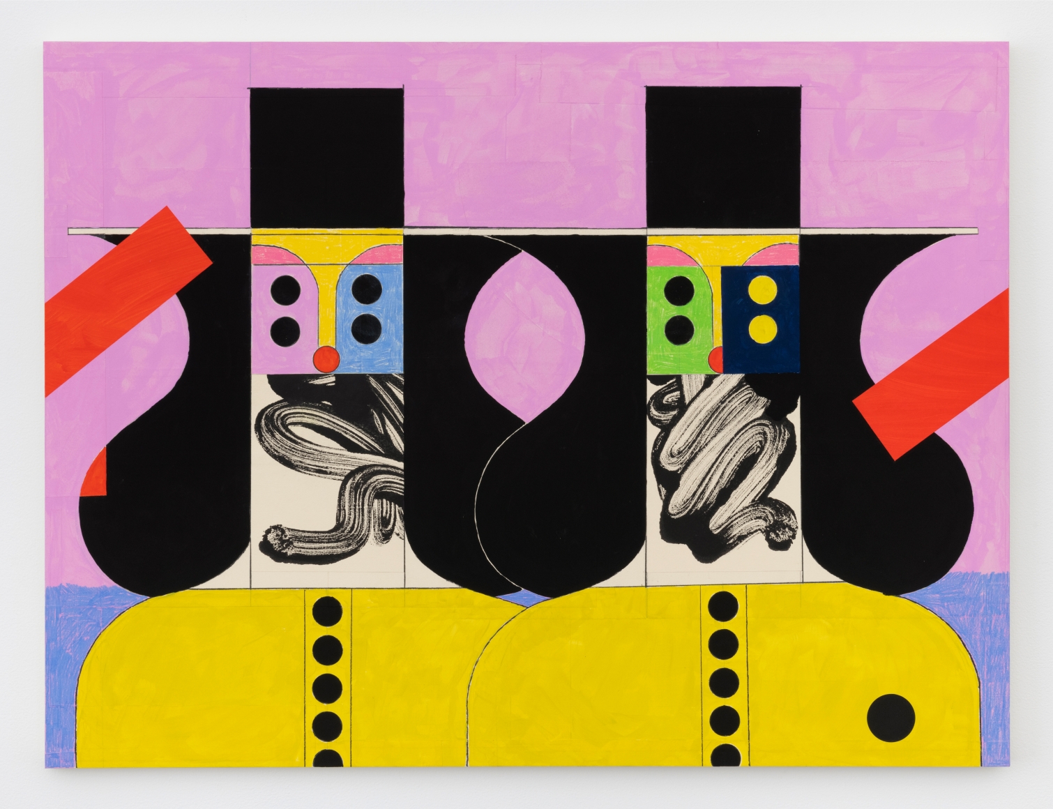 Untitled, 2021 Flashe, color pencil, and collage on panel