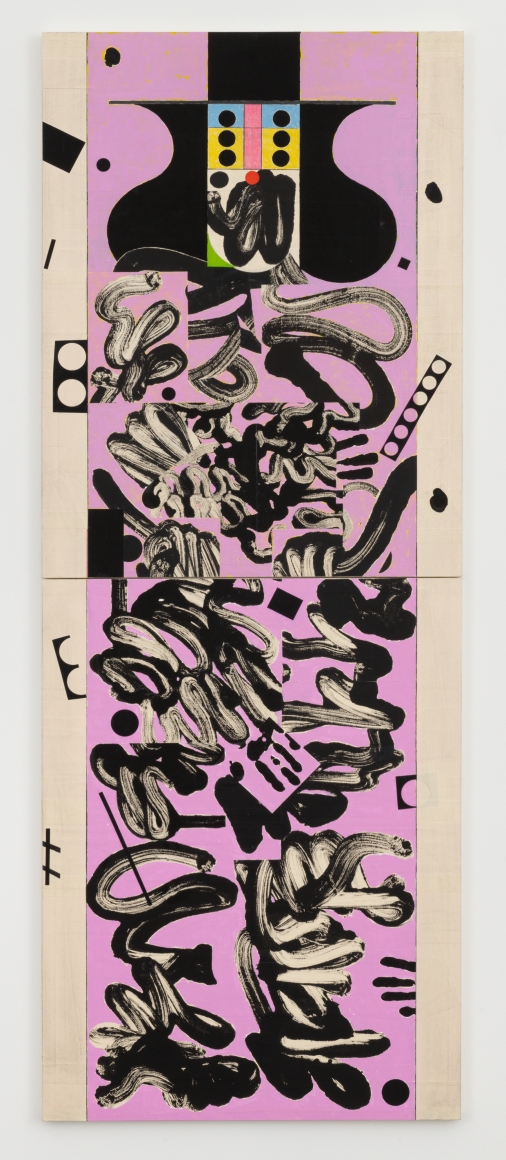 Untitled, 2021 Flashe, color pencil, and collage on panel