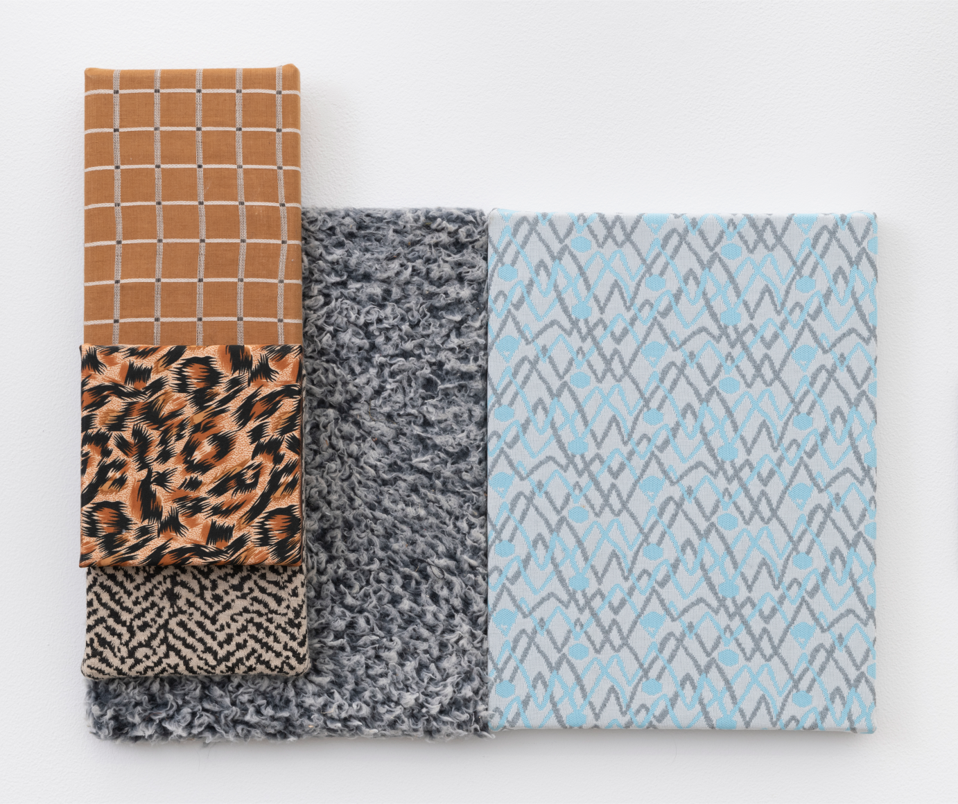 Physical and Visual texture, 2019, canvas stretchers, dress and jacket fabric