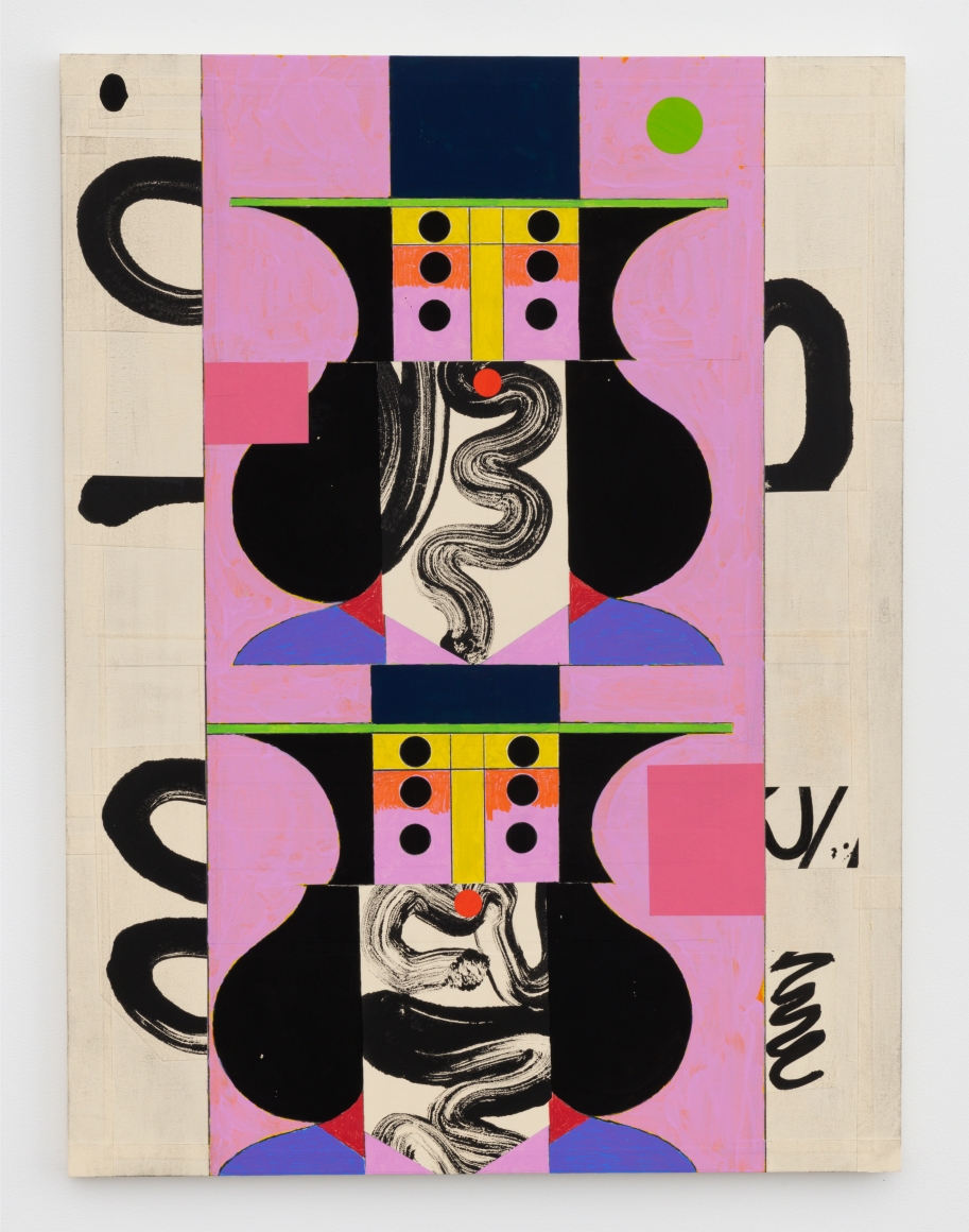 Untitled, 2021 Flashe, color pencil, and collage on panel