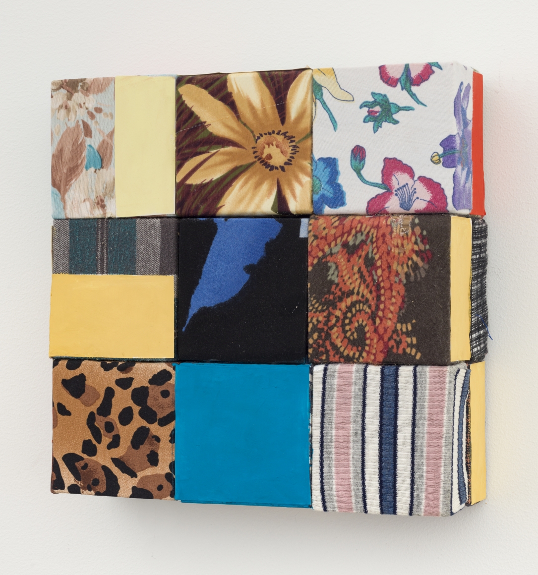 The Naples Yellow Flower, 2018, wooden blocks, dress fabric, paper, Flashe acrylic, house paint