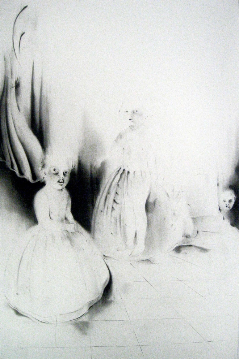 Face in the Wall, 2004, graphite on paper