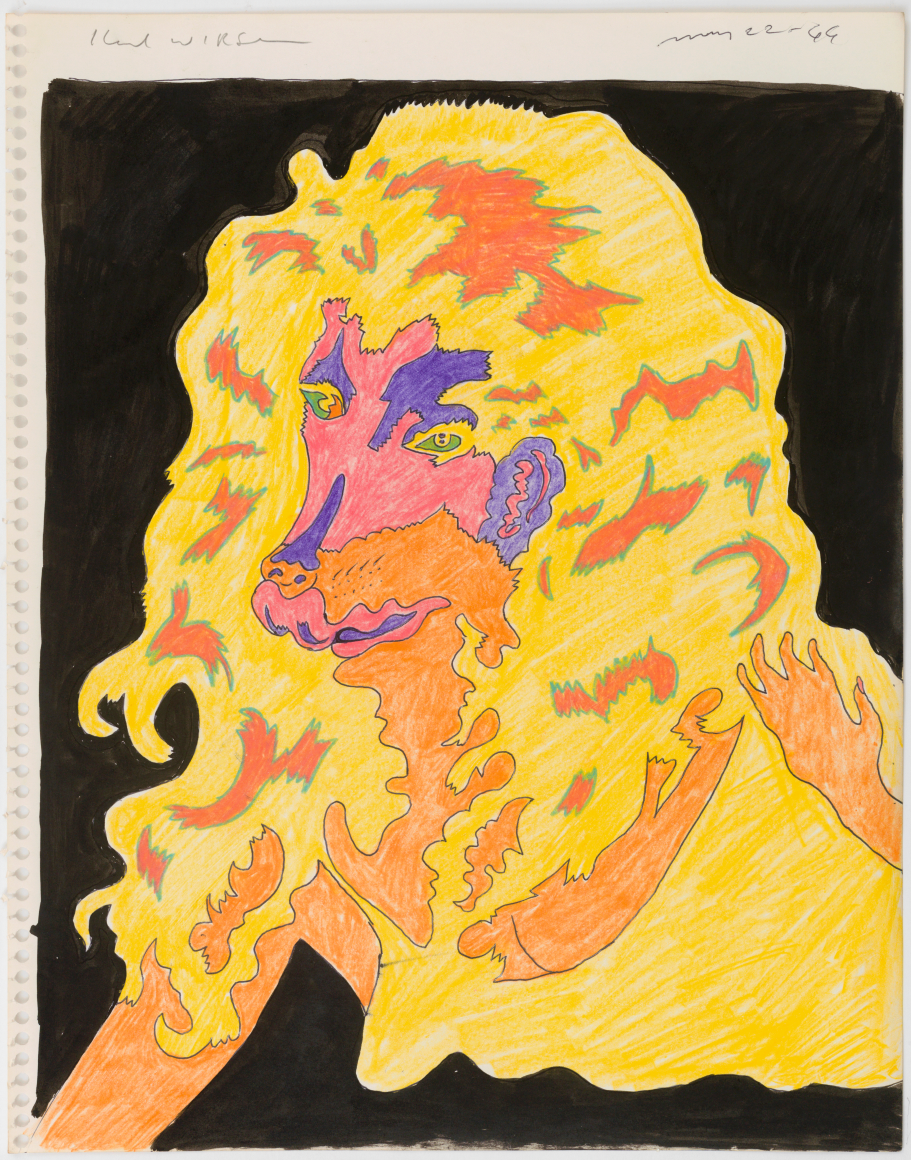 Untitled (Study for Doggerel), 1966, color pencil and ink on paper