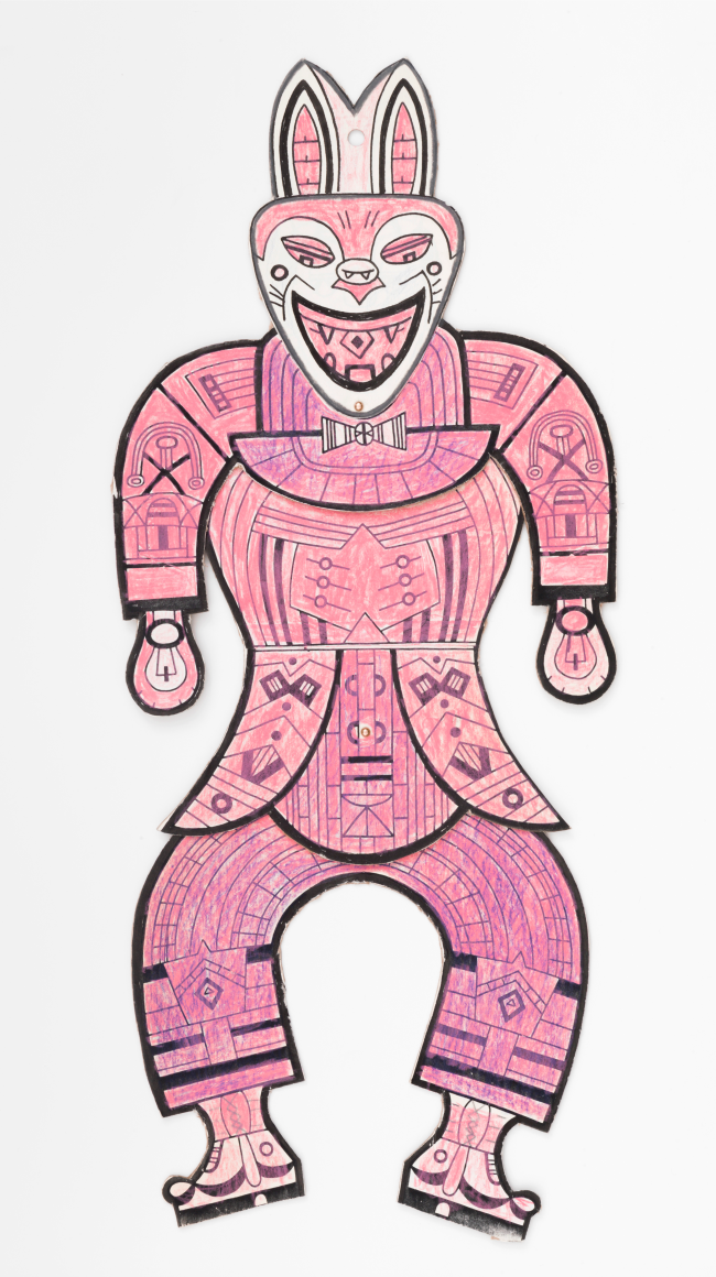 pink rabbit drawing on board