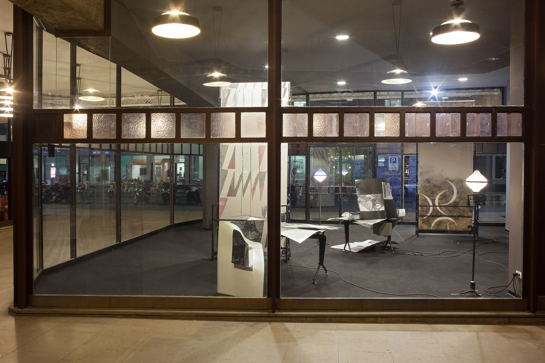 Nick Mauss, Installation view: Illuminated Window, La Triennale di Milano, 2017, Torre Velasca