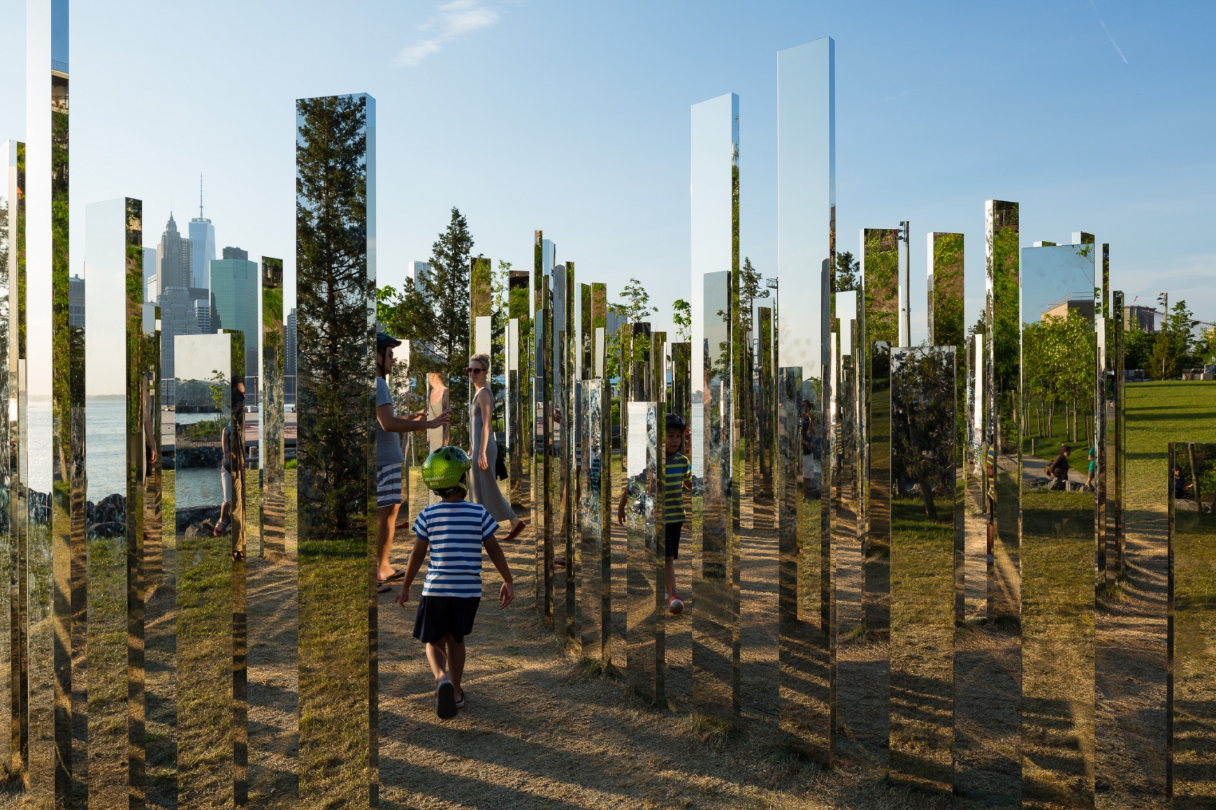 Jeppe Hein, Mirror Labyrinth NY, 2015, Installation view: Please Touch The Art. Brooklyn Bridge Park, 2015-16