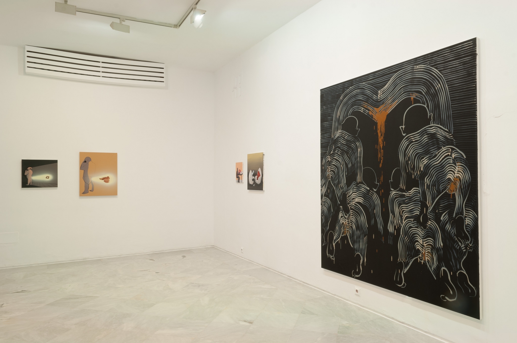 Installation view: Tala Madani, Rear Projection, Centro Andaluz de Arte Contemporáneo, Seville, 2014