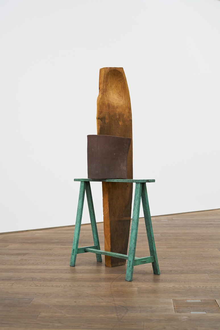 Katinka Bock, A And I, 2013, Oak wood, steel, ceramic, bronze, fabric