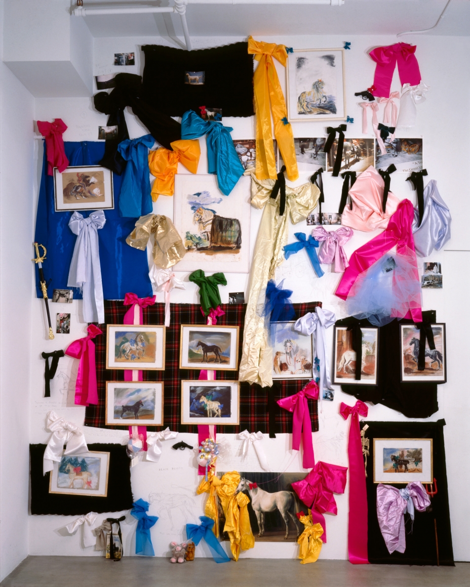 Karen Kilimnik, Horses, Bows, & Guns, 1991, Installation view: 303 Gallery, New York, 1991