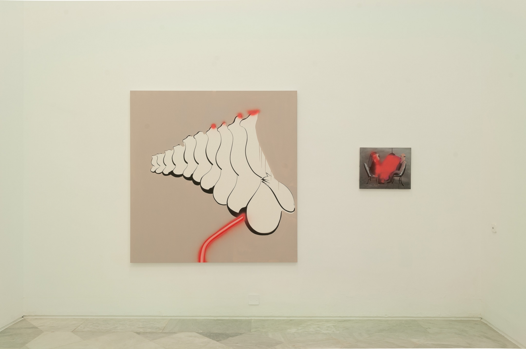 Installation view: Tala Madani, Rear Projection, Centro Andaluz de Arte Contemporáneo, Seville, 2014