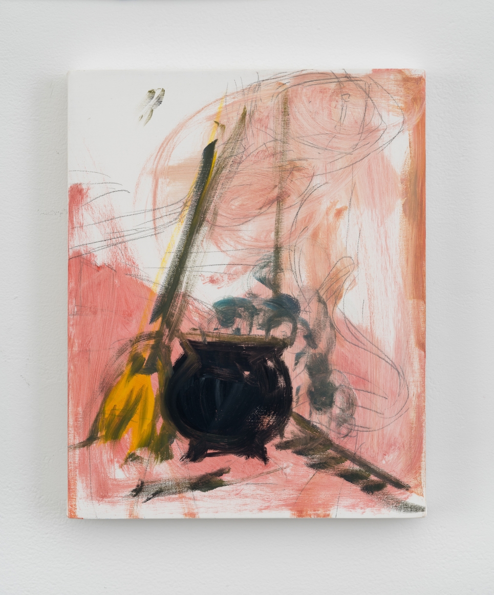Karen Kilimnik, the witche's cauldron + broom in the corner