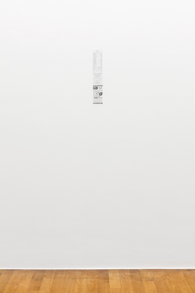 Ceal Floyer, Monochrome Till Receipt, Installation view: Kunstmuseum Bonn, 2015