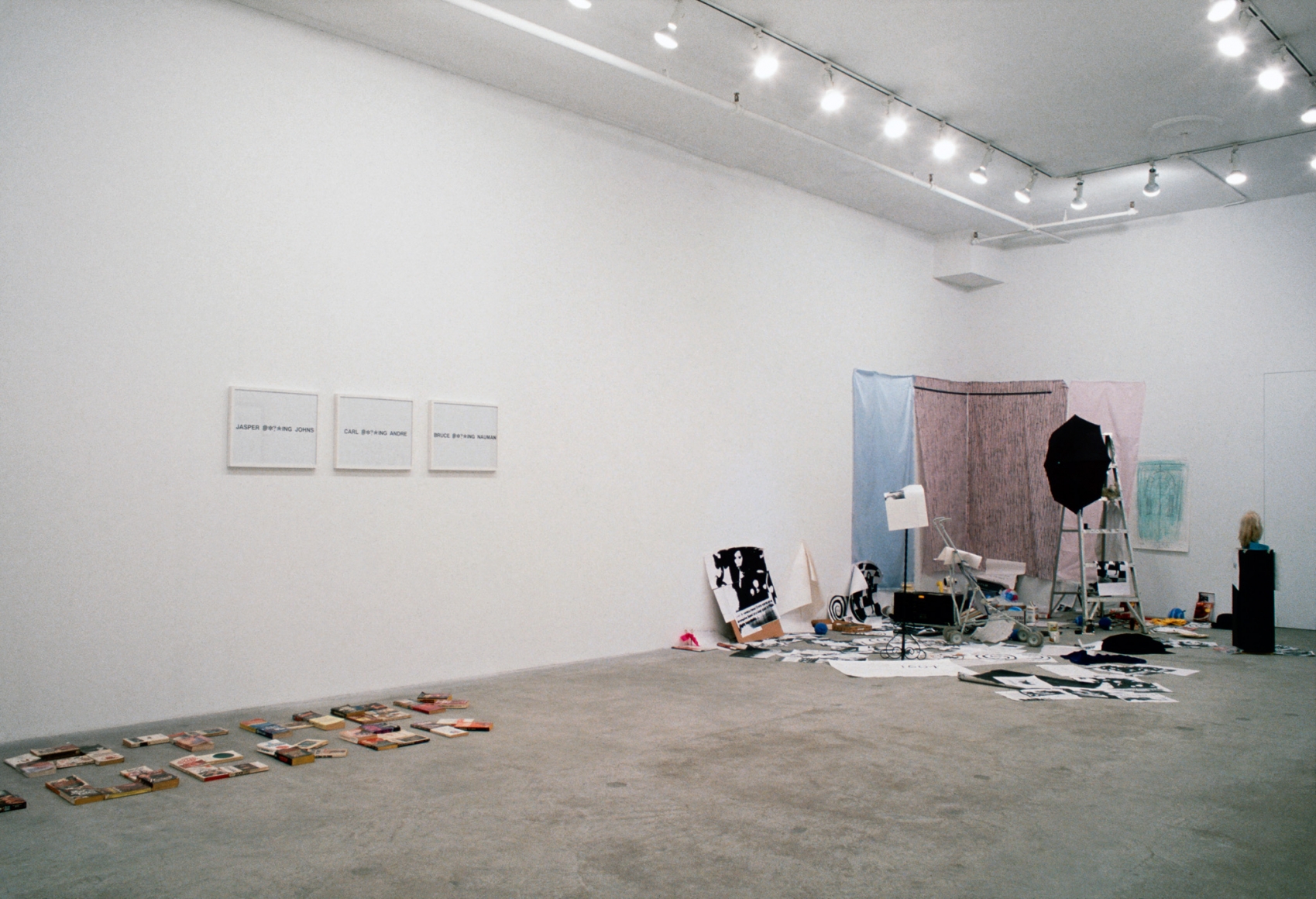 Installation view: "Karen Kilimnik, Sue Williams, Gavin Brown," 303 Gallery, 1990