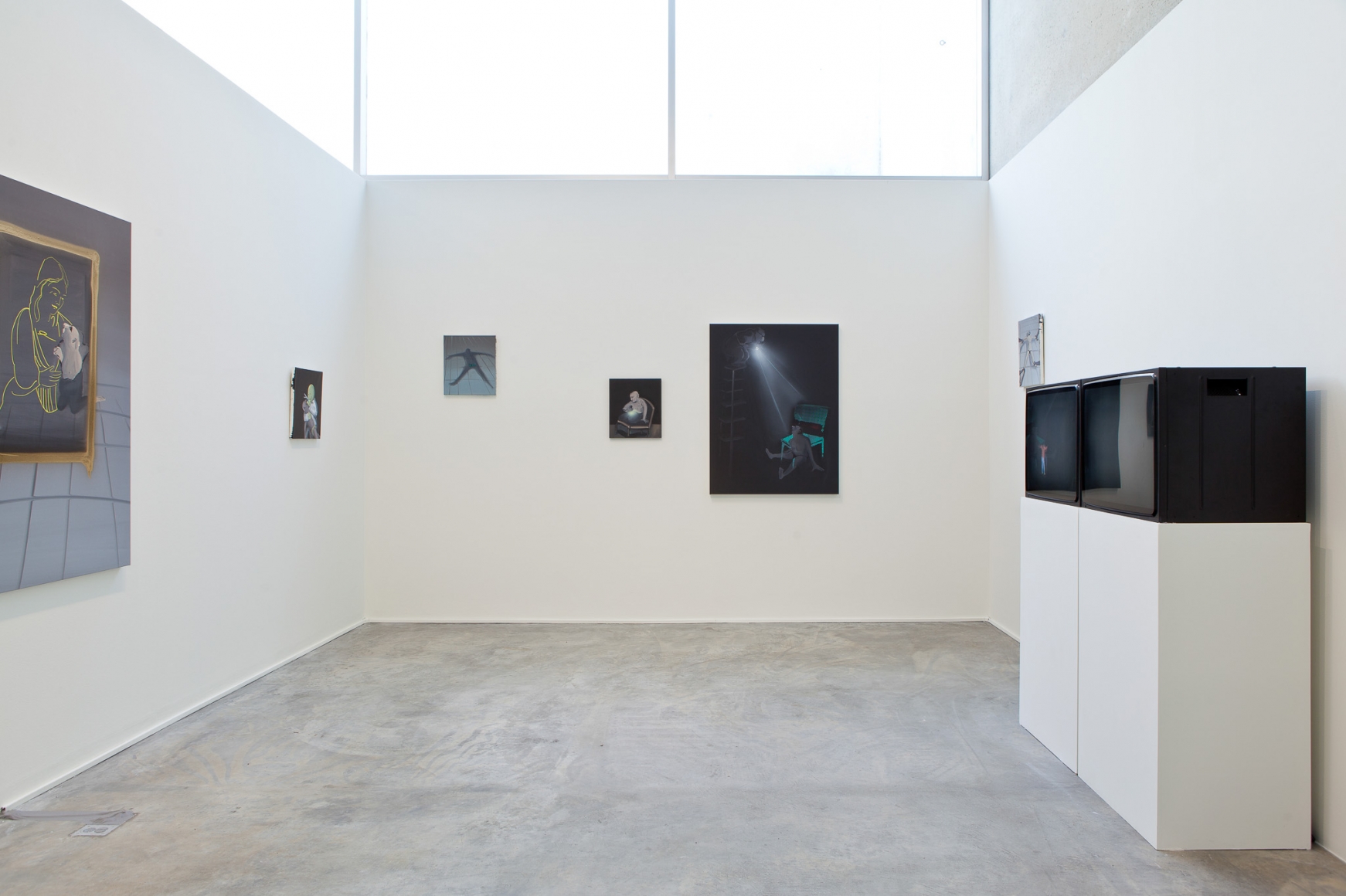 Installation view: Tala Madani: First Light, Contemporary Art Museum St. Louis, 2016