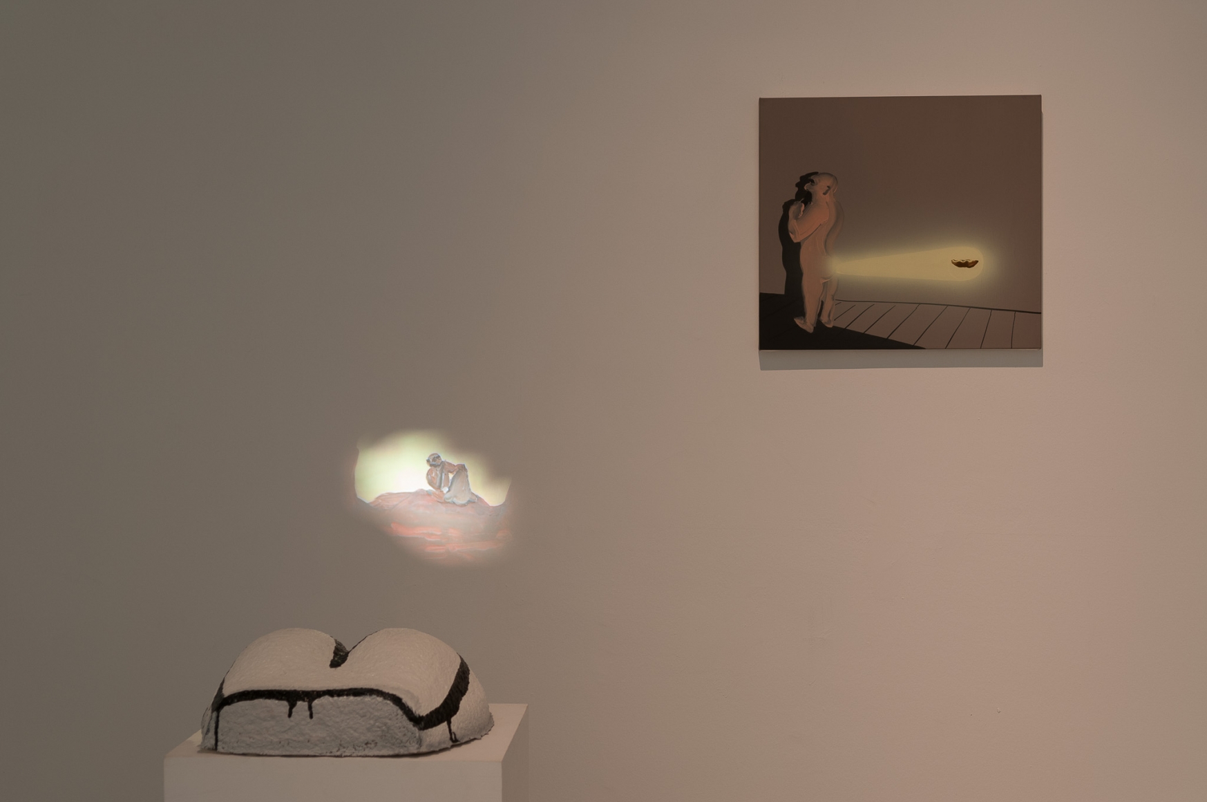 Installation view: Tala Madani, Rear Projection, Centro Andaluz de Arte Contemporáneo, Seville, 2014